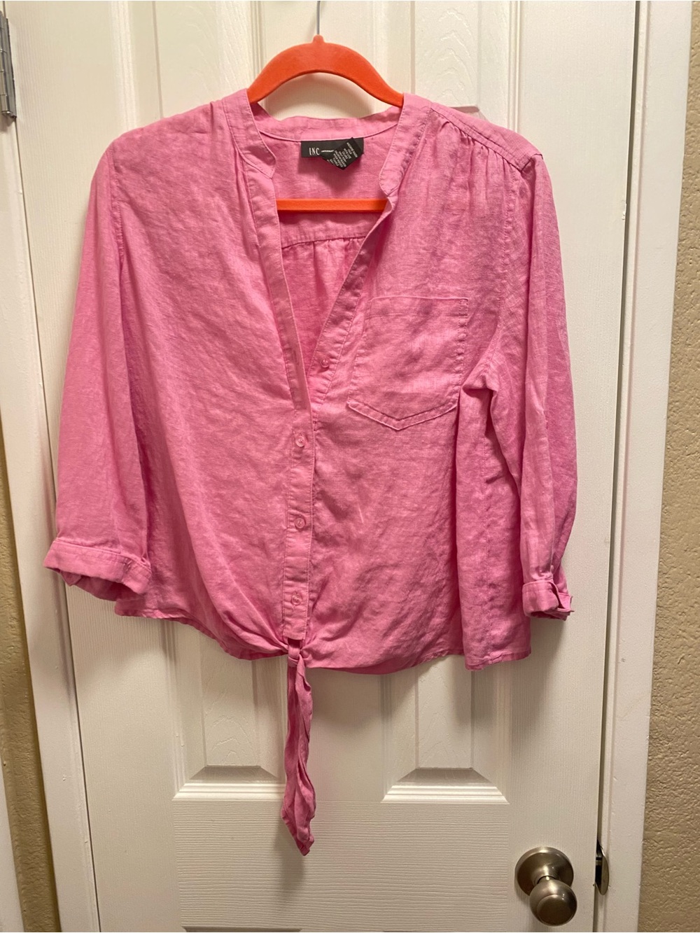 INC International Concepts Pink Tie-Front Women’s Top